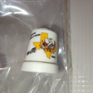 Thimble Texas Outline 1986 Porcelain America USA Collectible Vintage Sewing Old